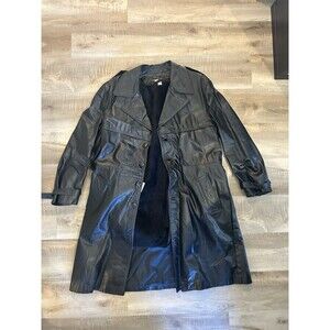 Black Genuine Leather Long Jacket Size 44R